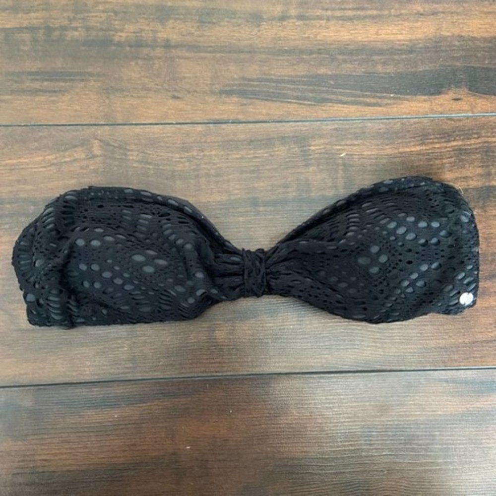Billabong Black Lace Strapless Bandeau Bikini Top